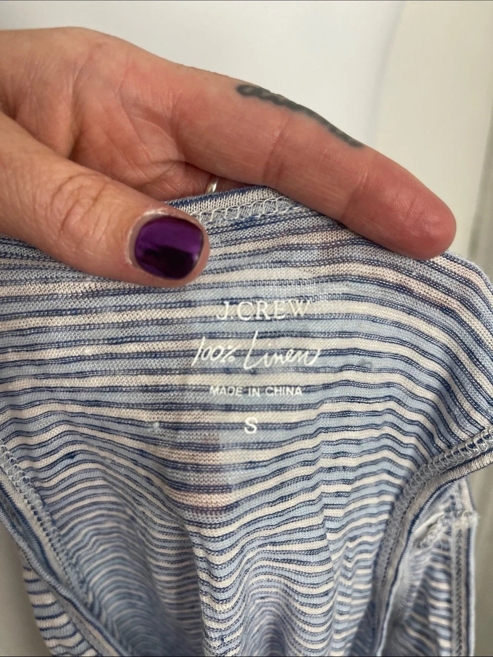 J.Crew Blue & White Striped Linen Tank- S